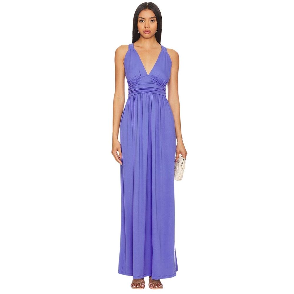 Susanna Monaco Gathered Maxi Dress, Purple‎ $238  Revolve, beachy resort, Medium